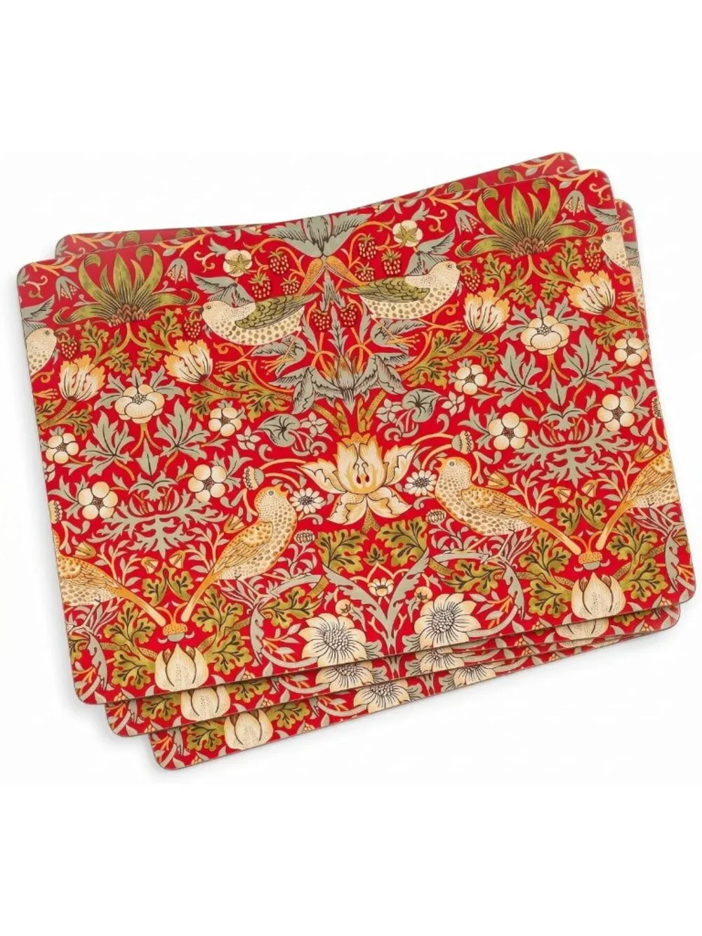 Set of 4 Heat & Stain Resistant Placemats - Classic Birds & Botanical Design